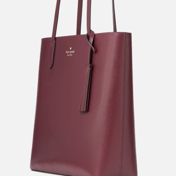 New Kate Spade Jana Tote Saffiano Leather Dark Merlot - Picture 3 of 4